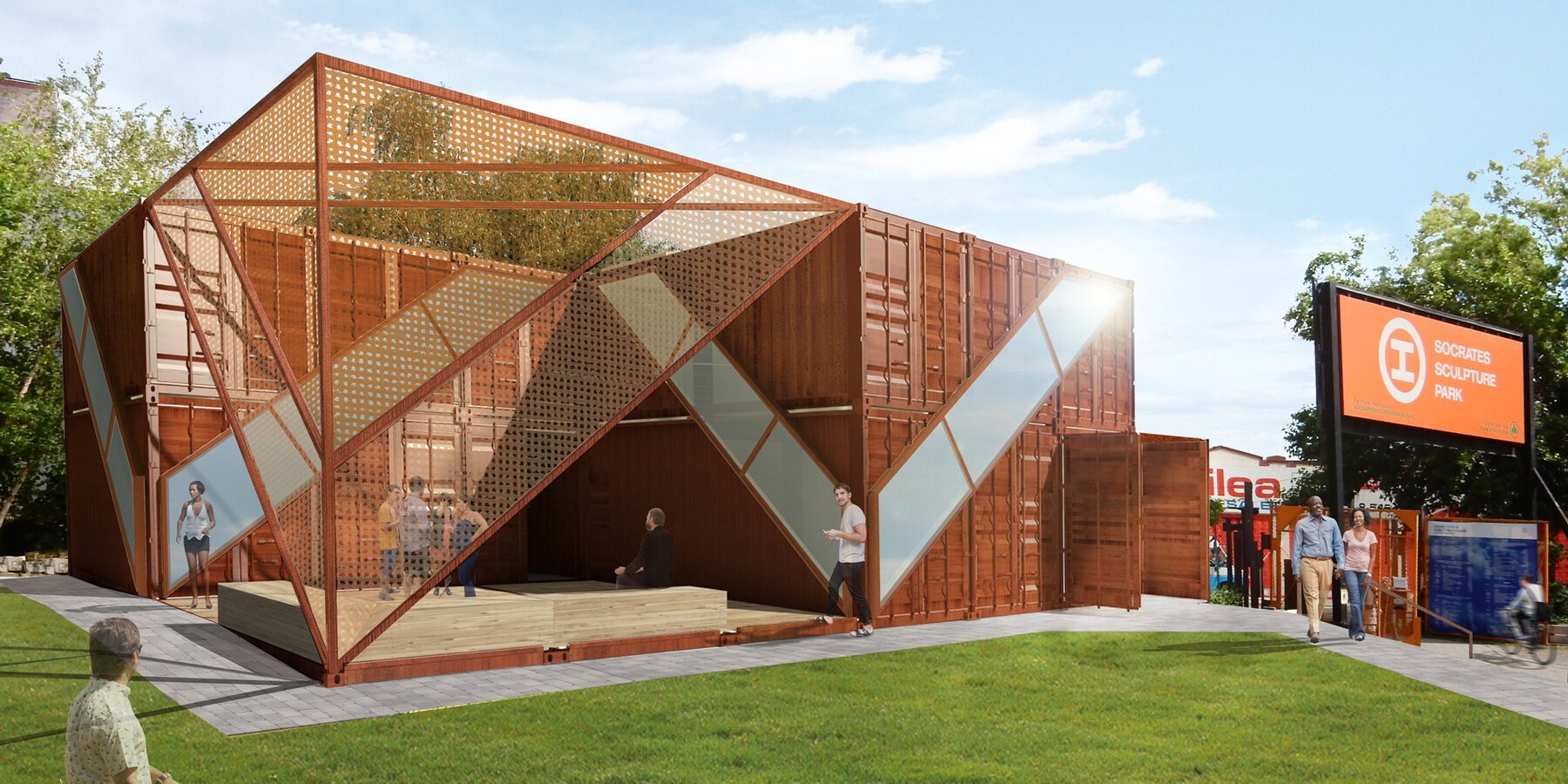 创意重生 | 纽约 Socrates 雕塑公园集装箱建筑“The Cubes”-0