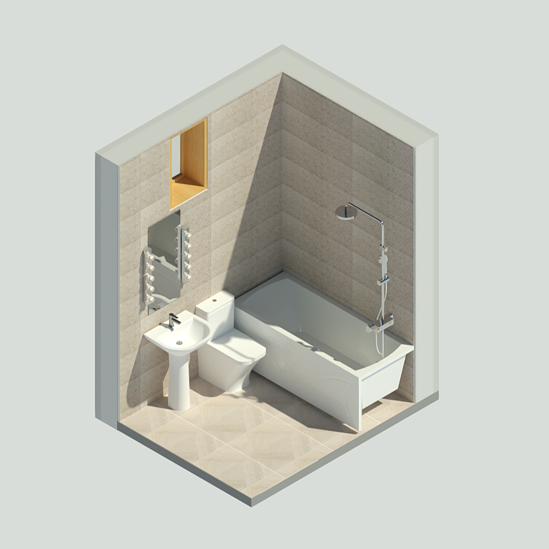 Модель двухэтажного дома + семейства Revit 3D-15