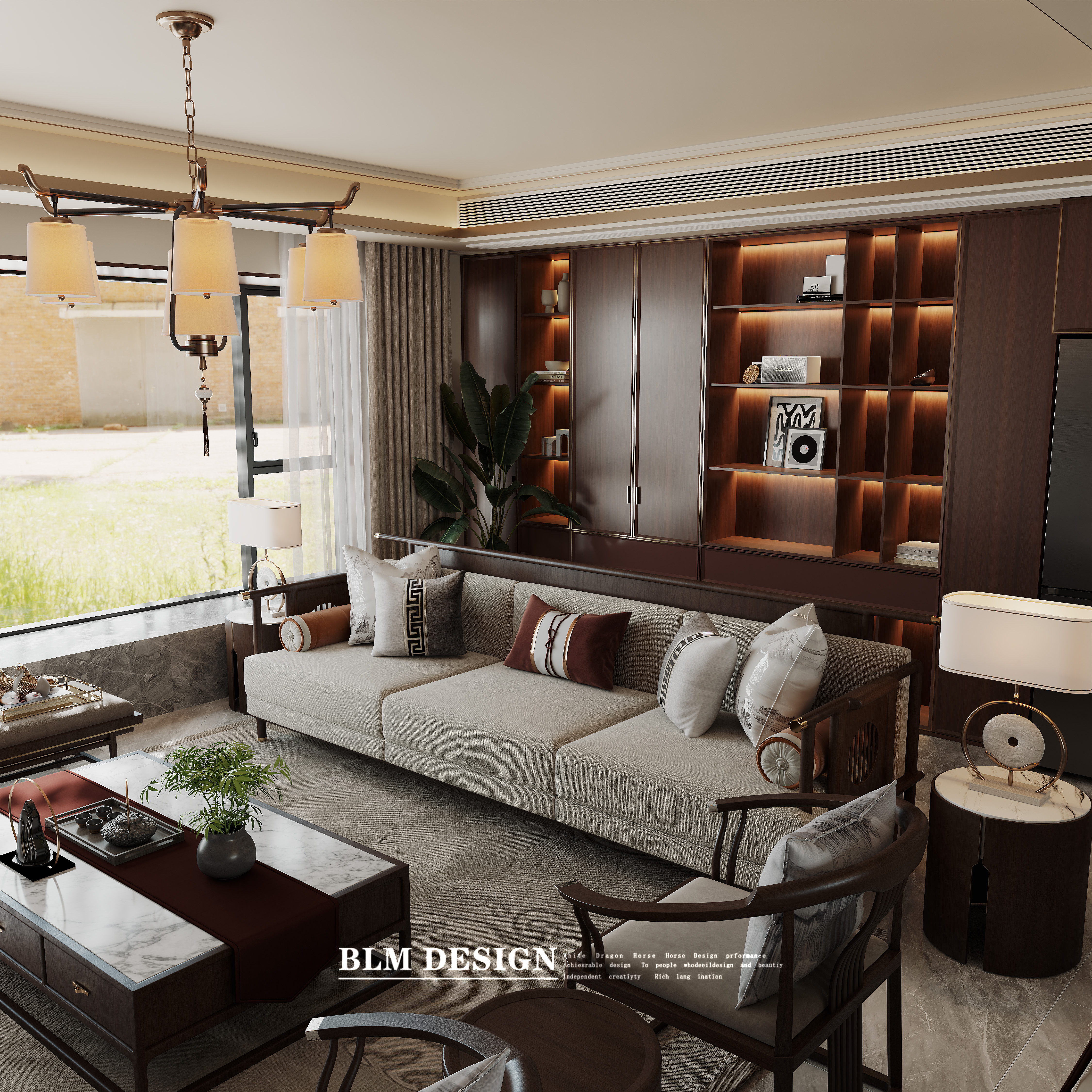 新中式装修案例效果图-1