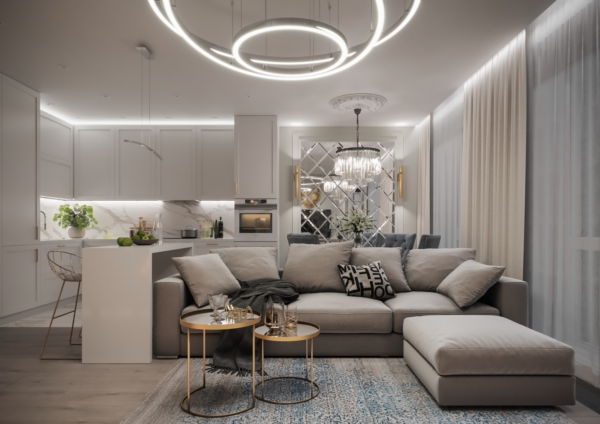 Kitchen-living room in Moscow-0