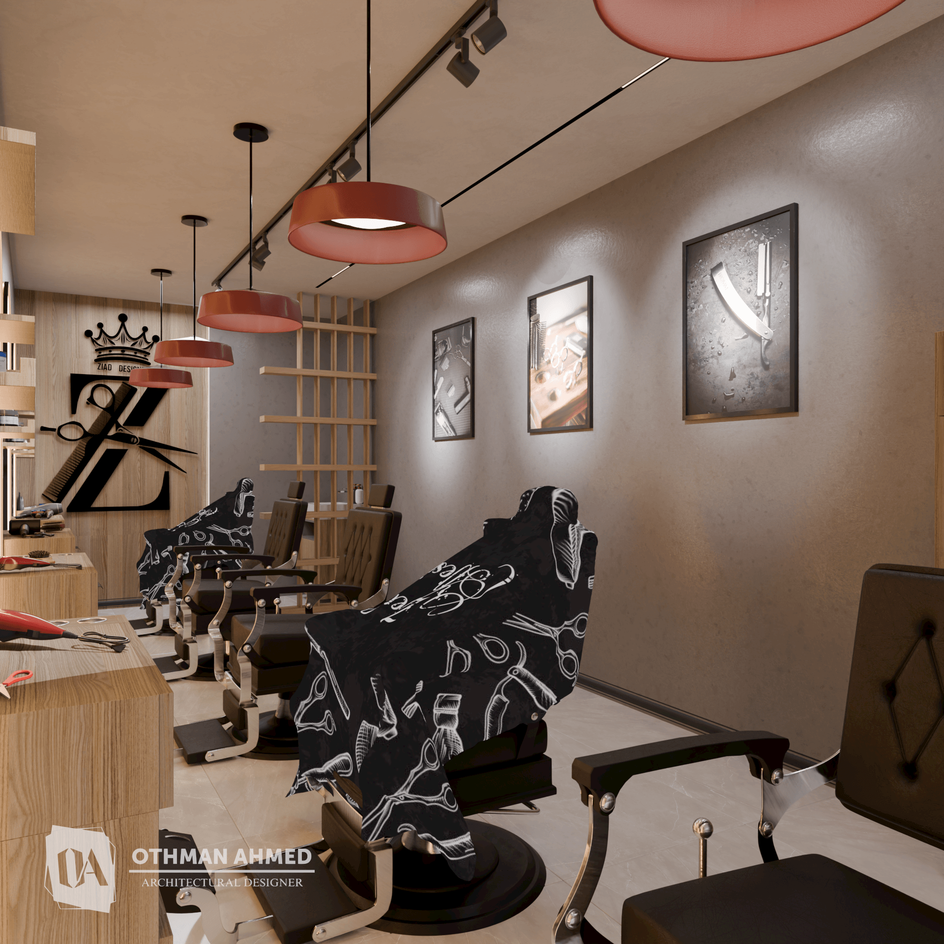 Stylish interior with clean lines and bold accents-2