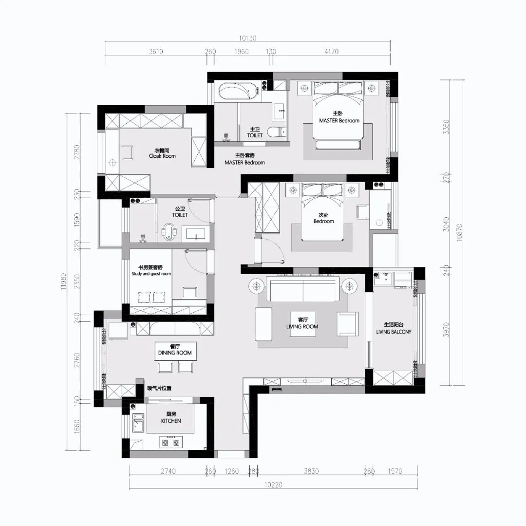 阳光丽城 120 平米后现代住宅,高级灰与亮橙色的视觉冲击-47