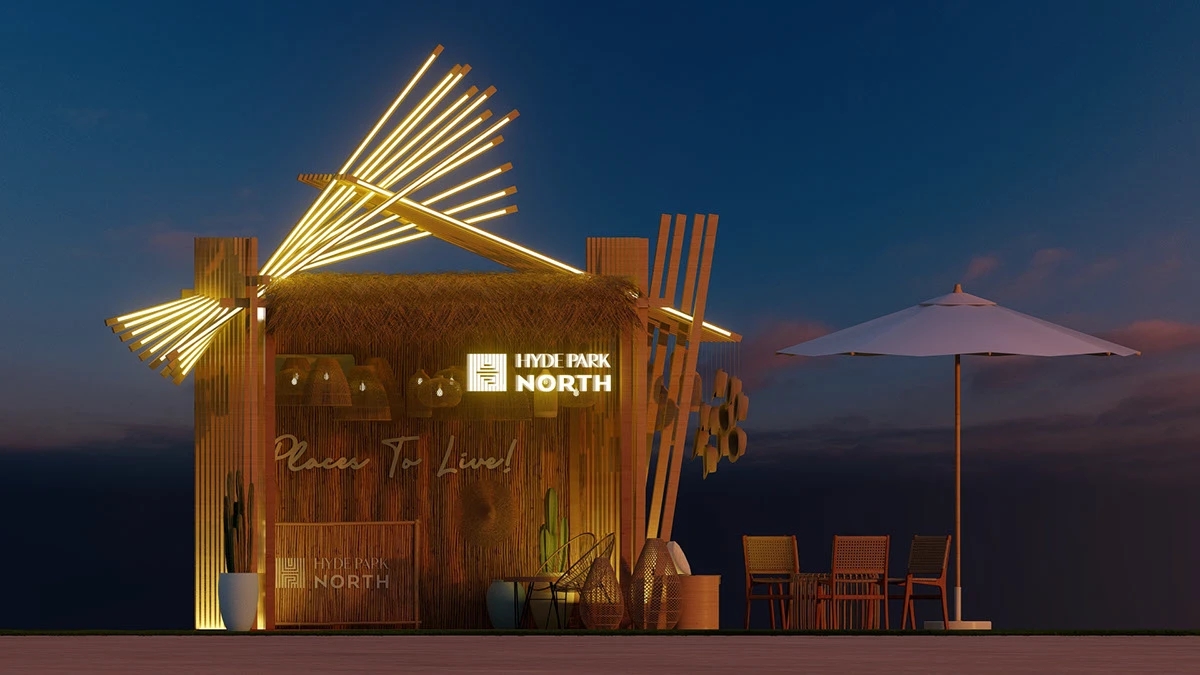 海边草屋美陈  超有氛围的户外露营网红打卡地展陈设计-14