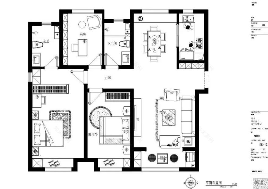 新中式风格 135 平三室两厅,传统与现代的完美融合-45