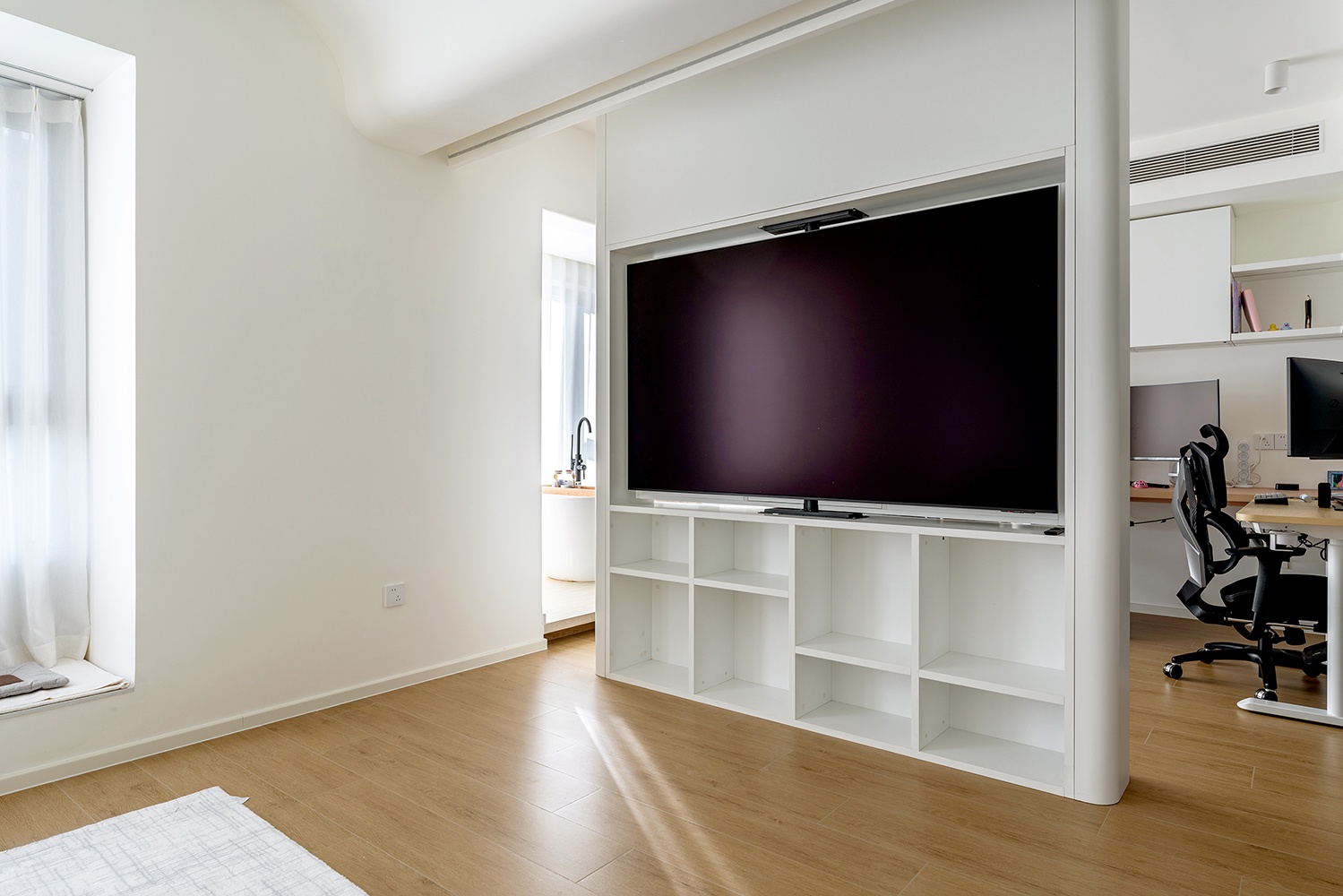 67㎡小家靠旋转电视墙变出N种生活场景丨久栖设计-15