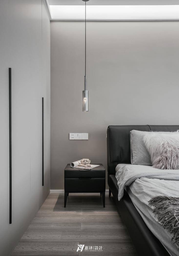 平层高级黑白灰+暖橙色室内设计丨惠译设计工作室-19