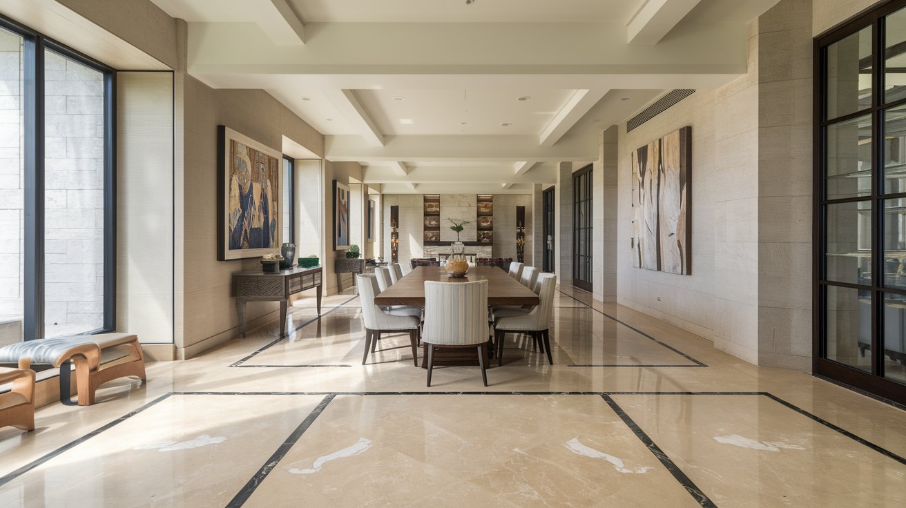 奢华米色与白色大理石餐厅设计-8