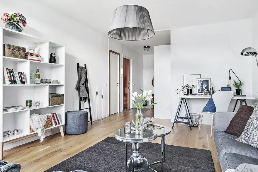 灰蓝调的宁静空间 | Scandinave 风格一居室设计-7