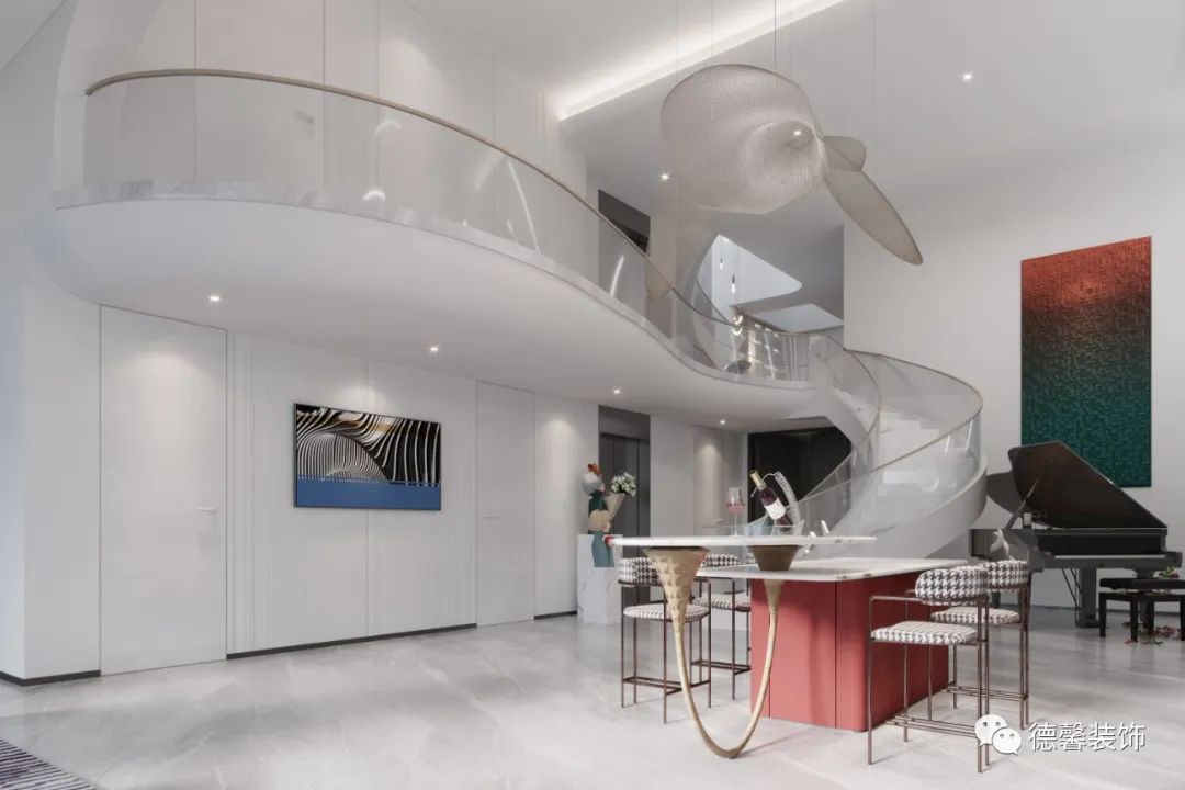 灵动弧线诠释现代艺术美感·云峰原著 425㎡联排别墅设计丨德馨装饰-4