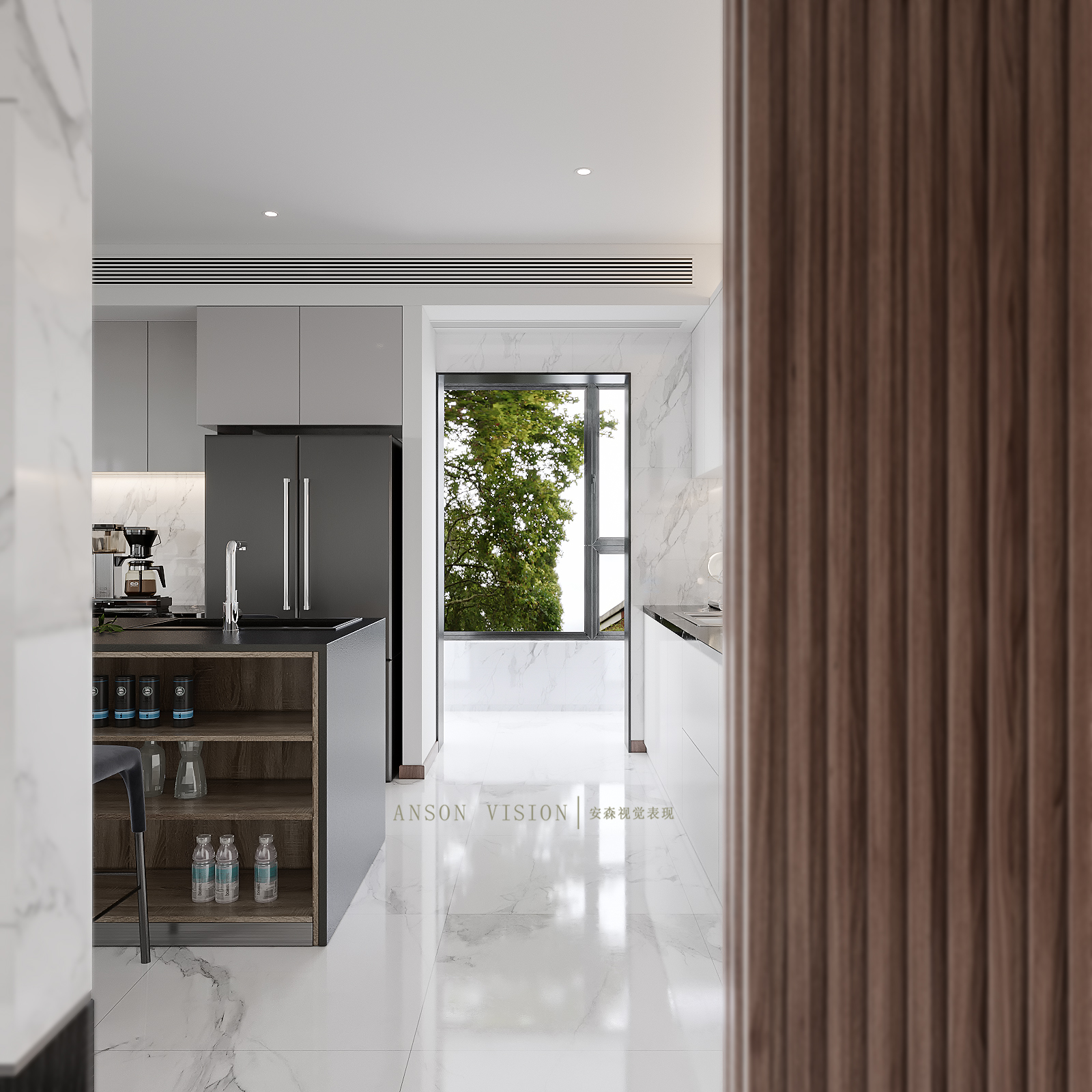 高级黑白灰家居设计，温馨木饰面营造氛围-8