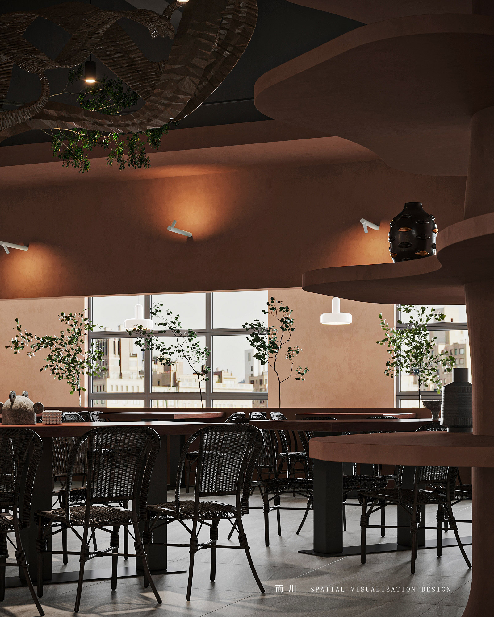现代餐厅丨而川空间可视化工作室-11