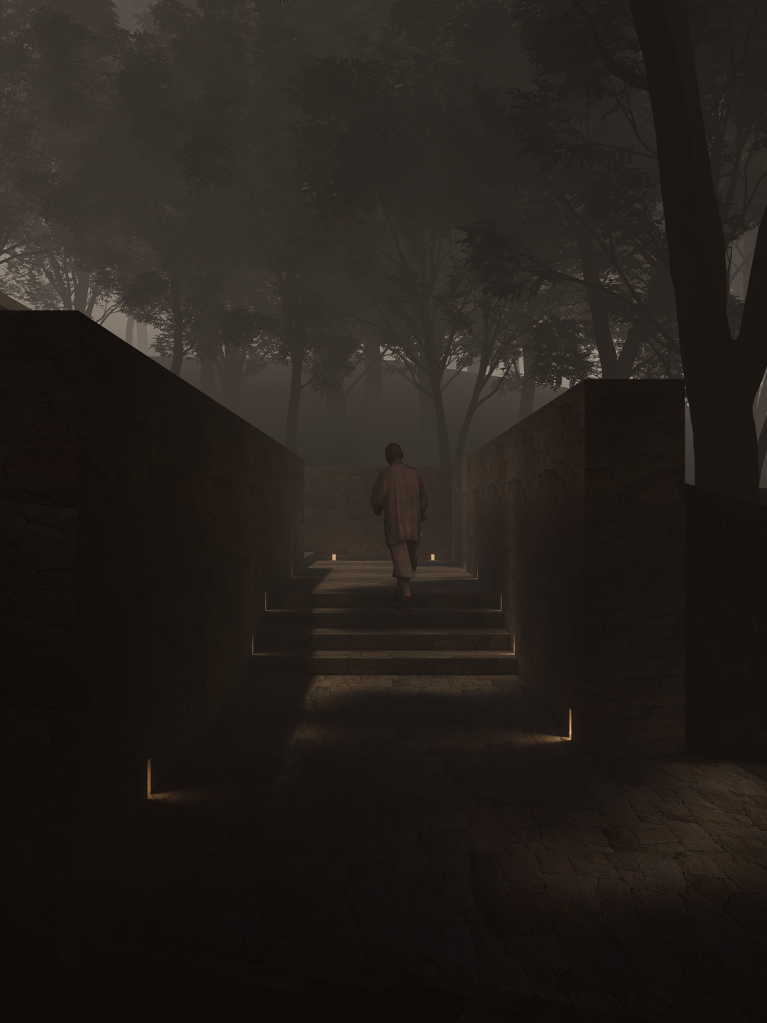 我们在山林里的寺院边，盖了一个喝茶的亭子-1