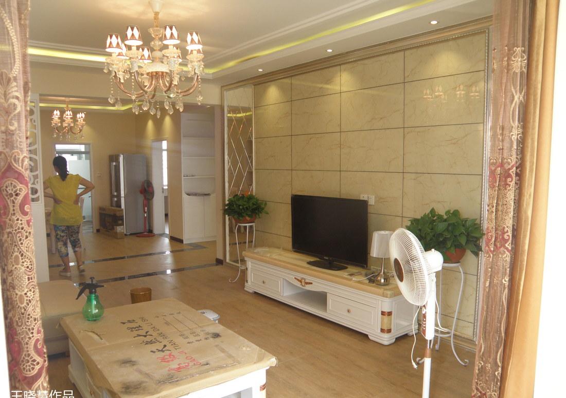 
实景案例二简欧干挂石材菱形车边境电视墙 -5