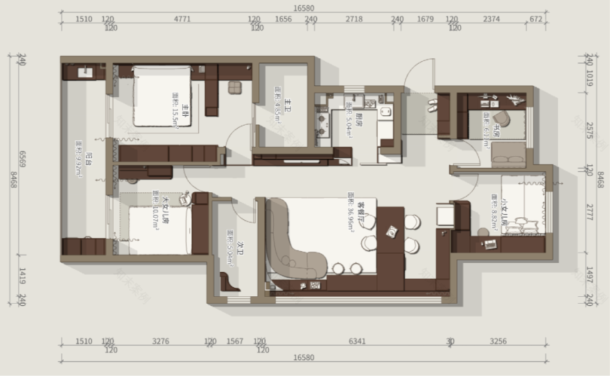 内舍软装丨128㎡奶油意式风,打破传统横厅布局,让空间更宽敞!-4
