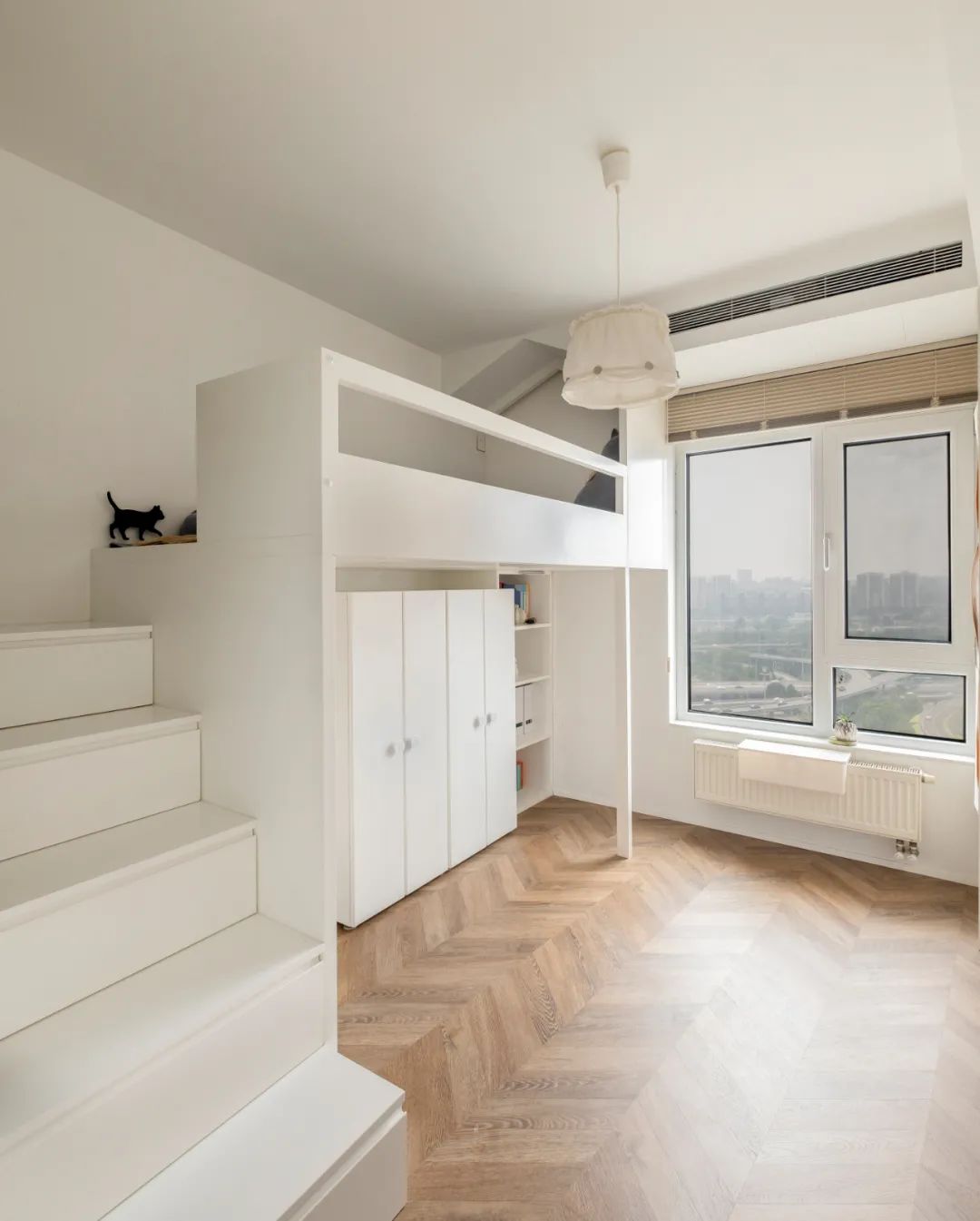有爱之家 | 鱼骨拼地板++ 弧形外墙，100㎡住一狗二猫三人-51