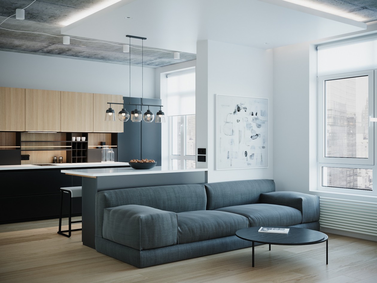 乌克兰基辅 59㎡极简风公寓-1