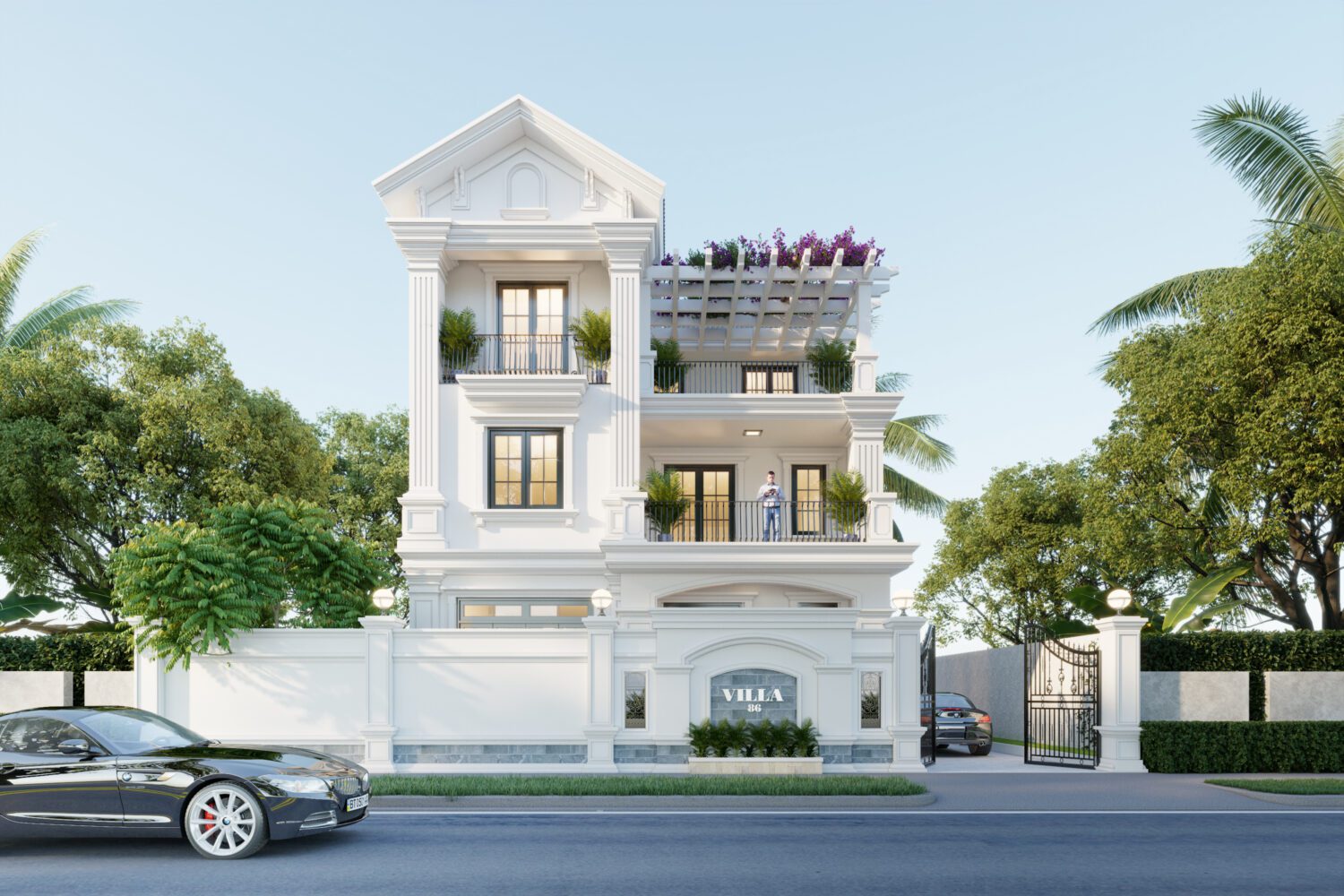 7454. Free Sketchup Villa Exterior Model Download-2