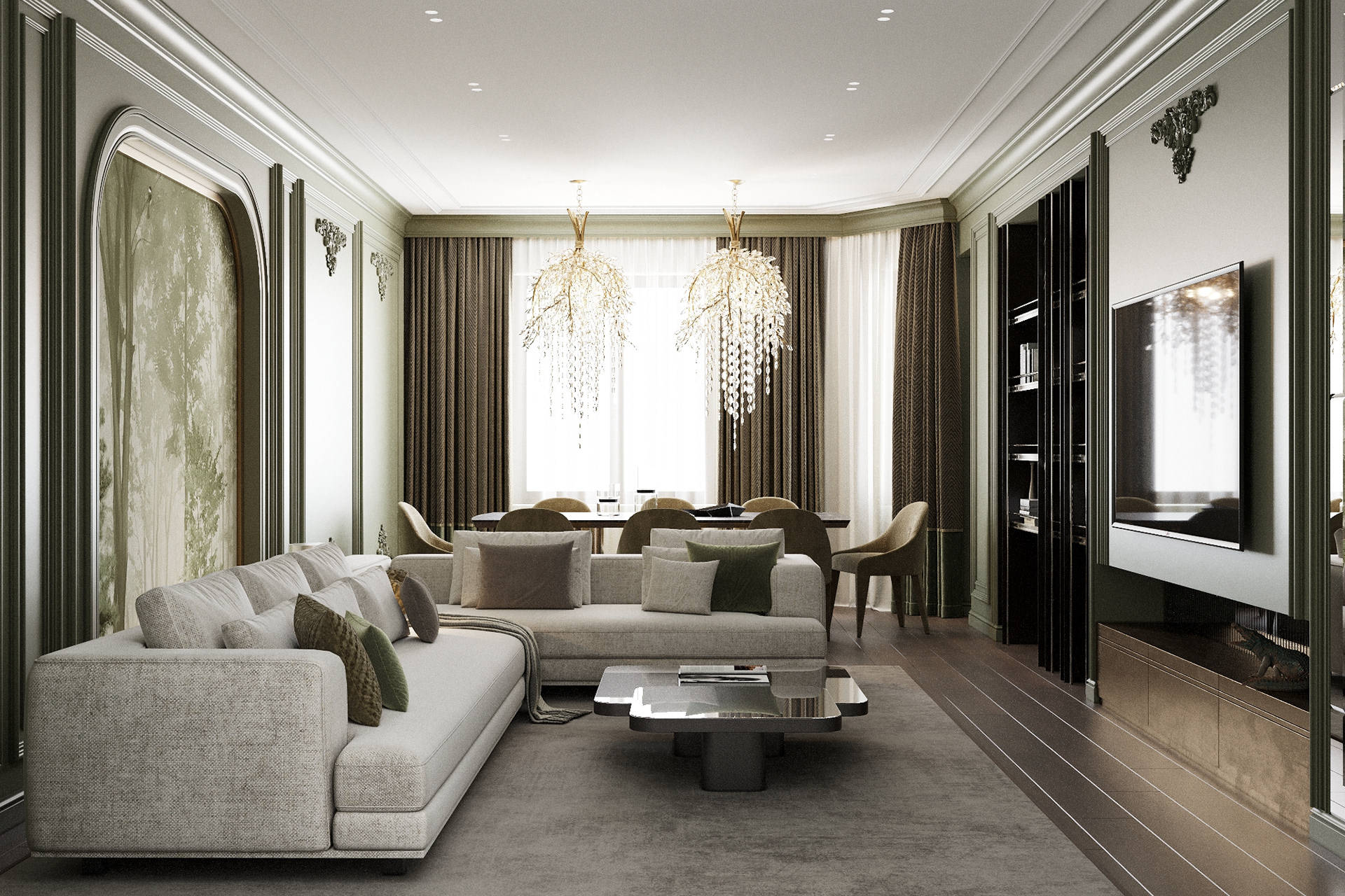 Olive Green Living Room Design-7