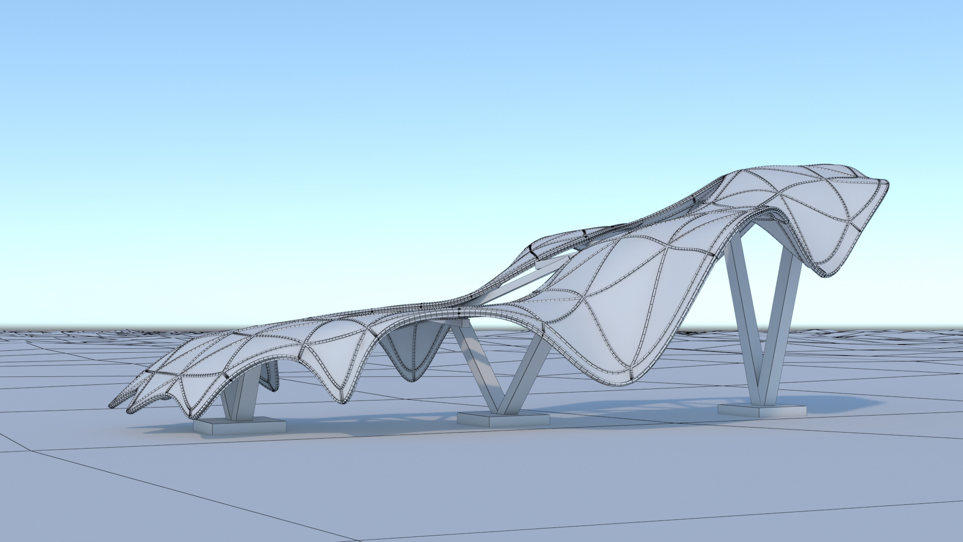 凉棚三维模型有机-3