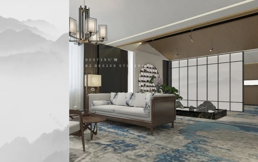 缘起东方 | 盐城行政酒廊的山水墨韵-12