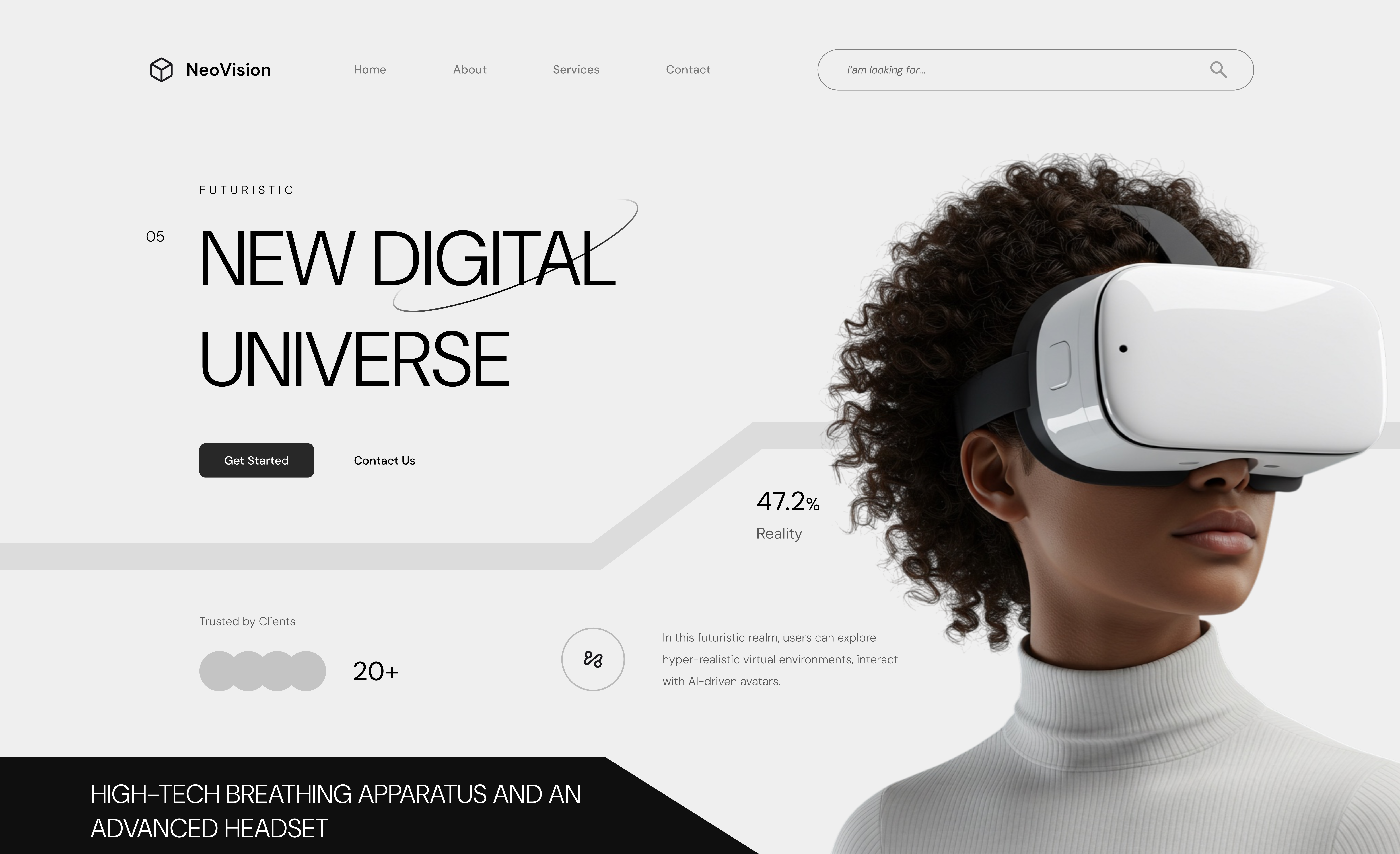 NEO Vison | AR VR | HEADGEAR | UI UX LANDING PAGE-0