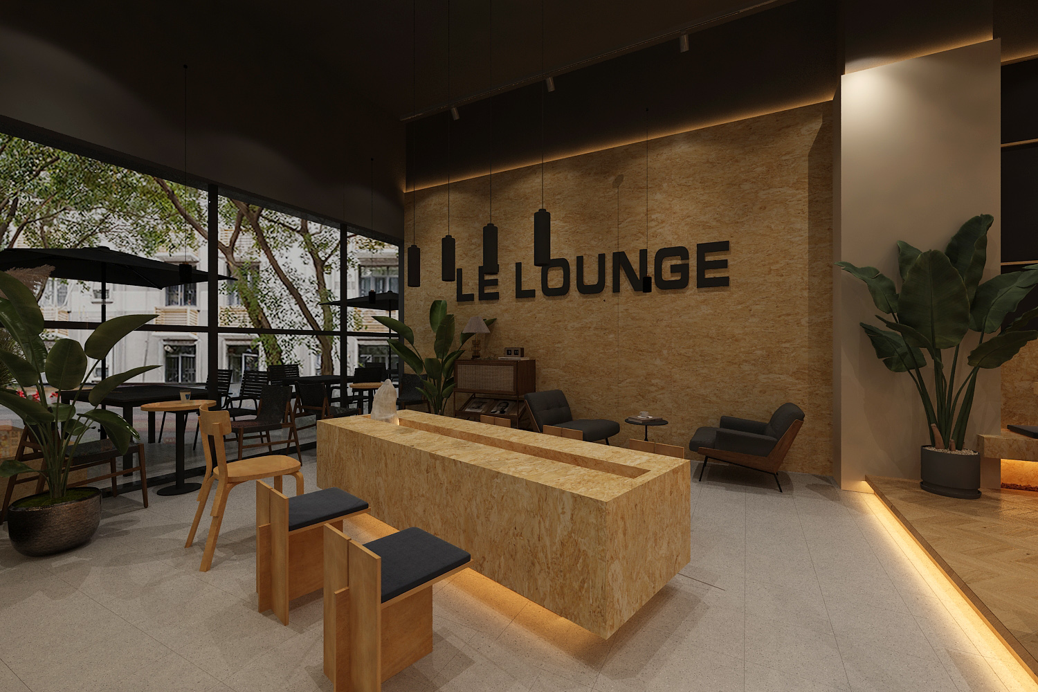 黑金风范，木纹韵味——咖啡馆的时尚典范-1