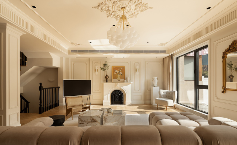 法式浪漫客厅设计，温馨互动空间-7