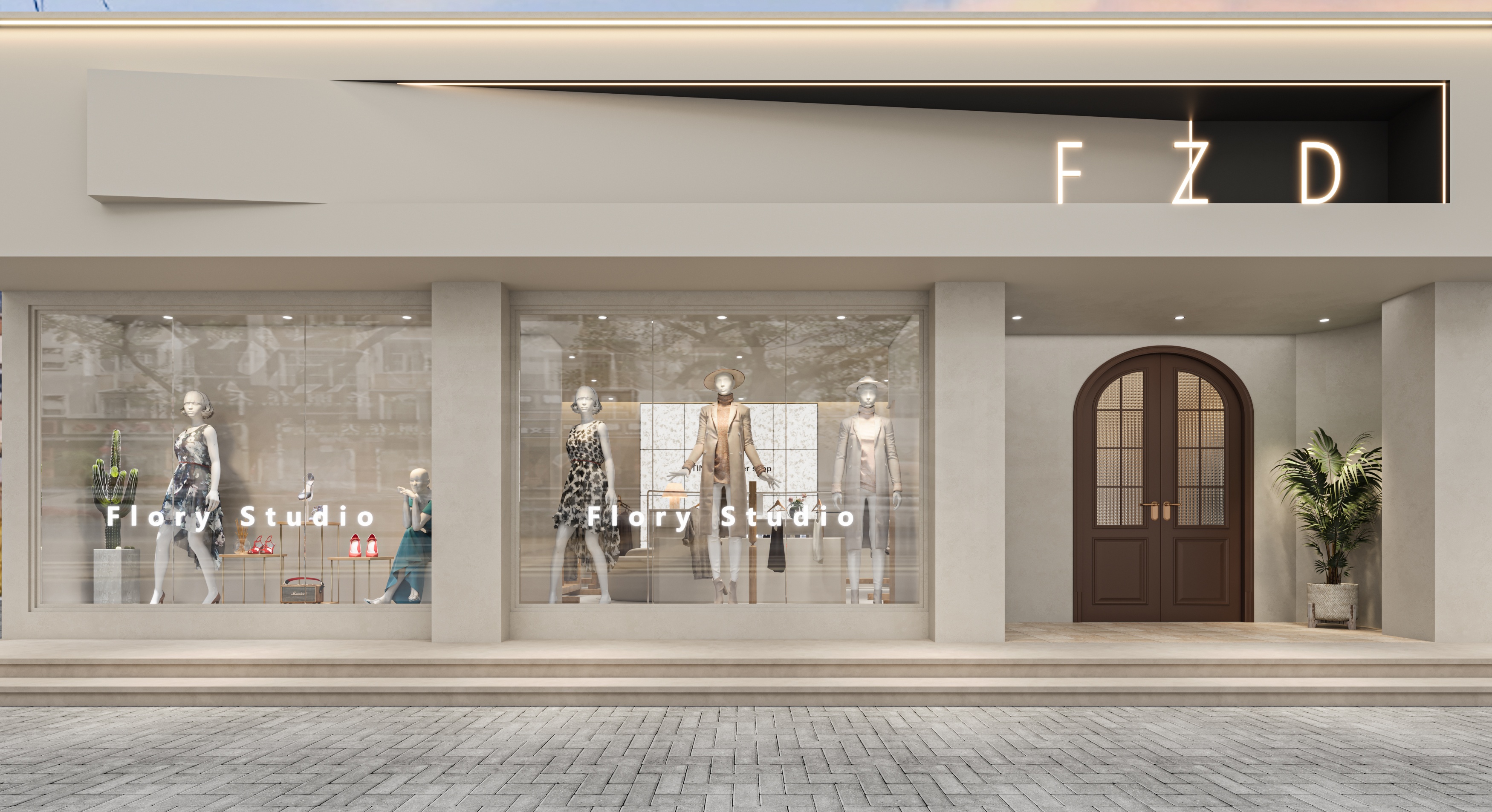 各商铺楼层 透视外立面效果图表现-4