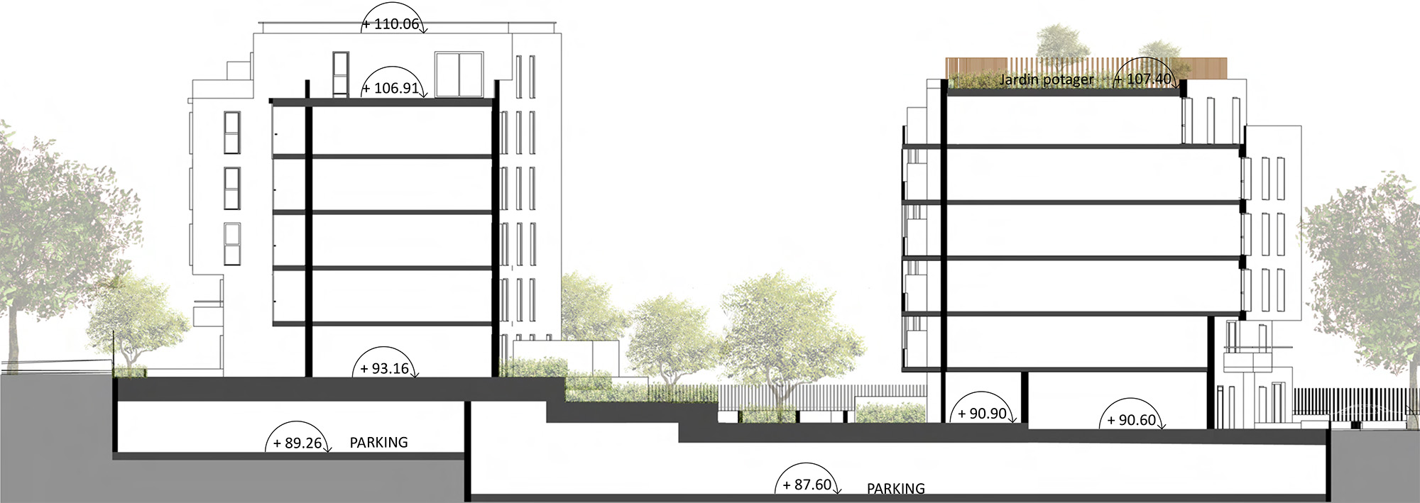 Quartier des quatre chemins住宅项目丨法国丨La Compagnie du Paysage等-43