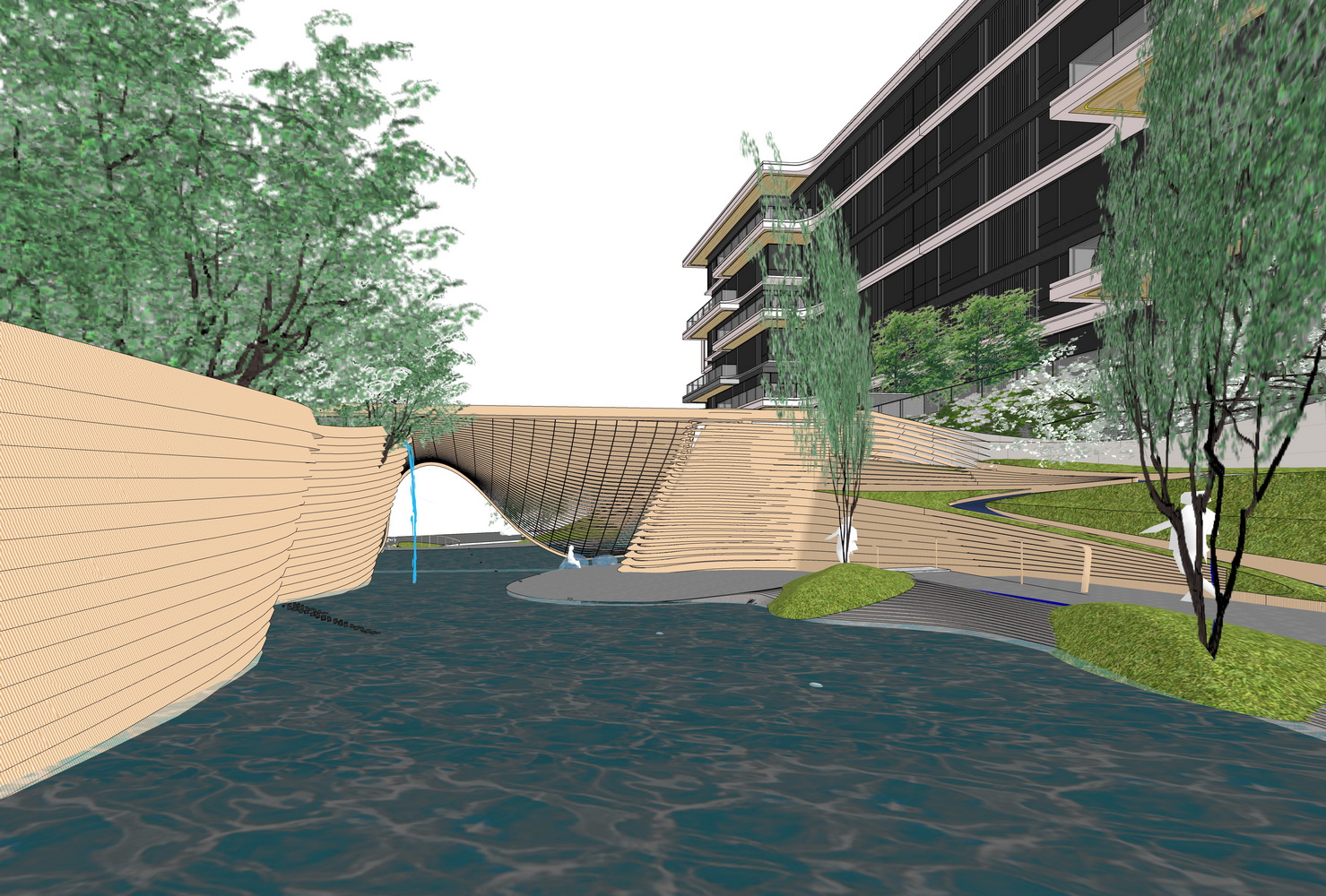 重庆首钢云尚江来江临悦大区入口景观SU模型-6