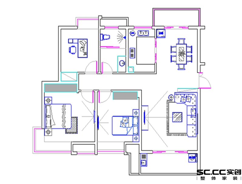 【上海实创装饰】韶光花园100平田园风格老房翻新装修设计-5