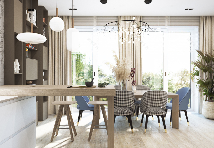 带全景窗的郊区别墅一层室内设计丨俄罗斯萨马拉-14