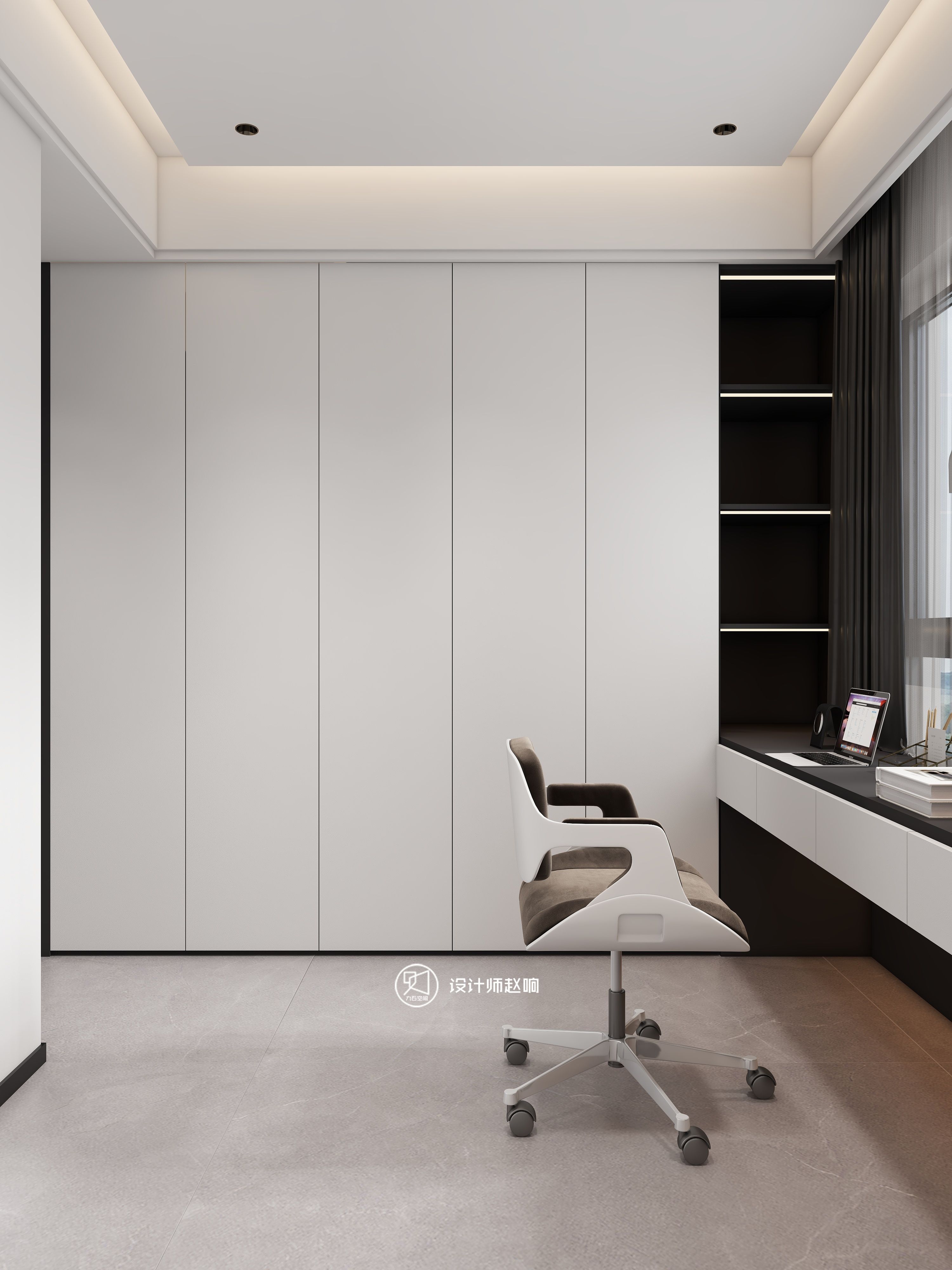 135㎡黑白灰风格住宅设计-40