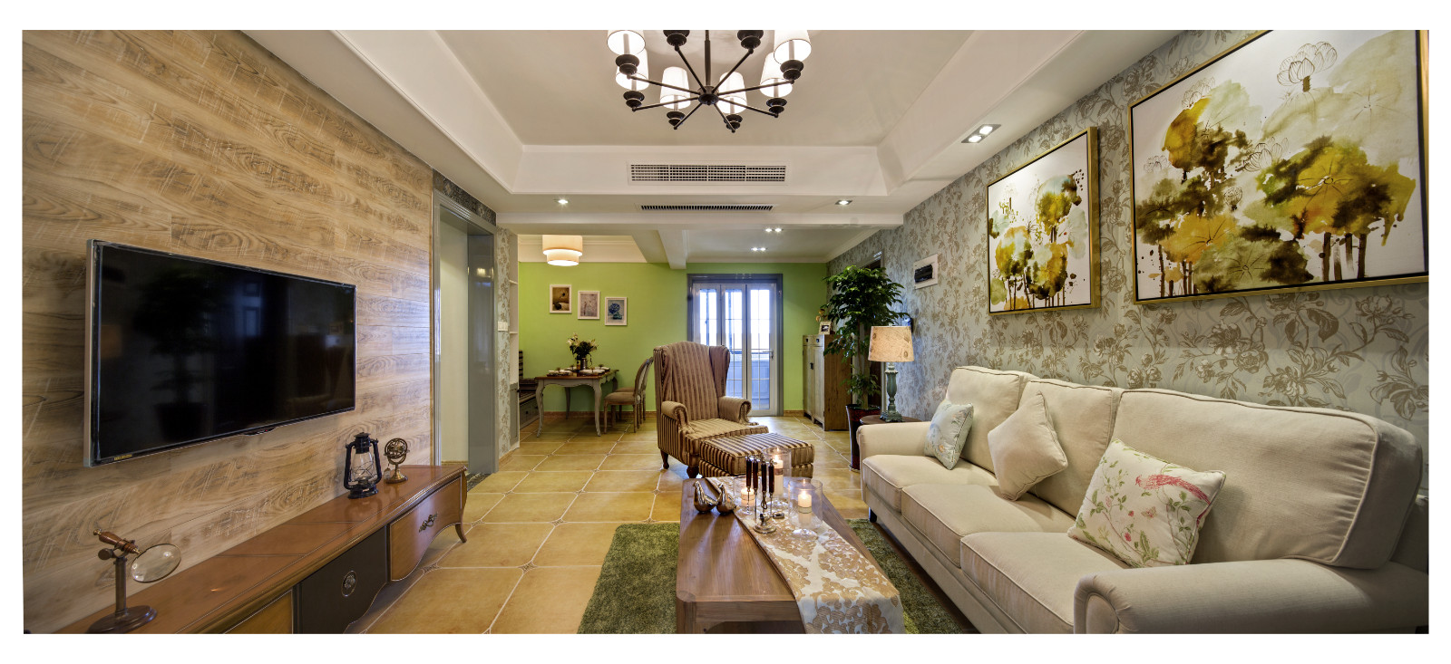 浙江宁波白金湾美式混搭风格两居室设计-2