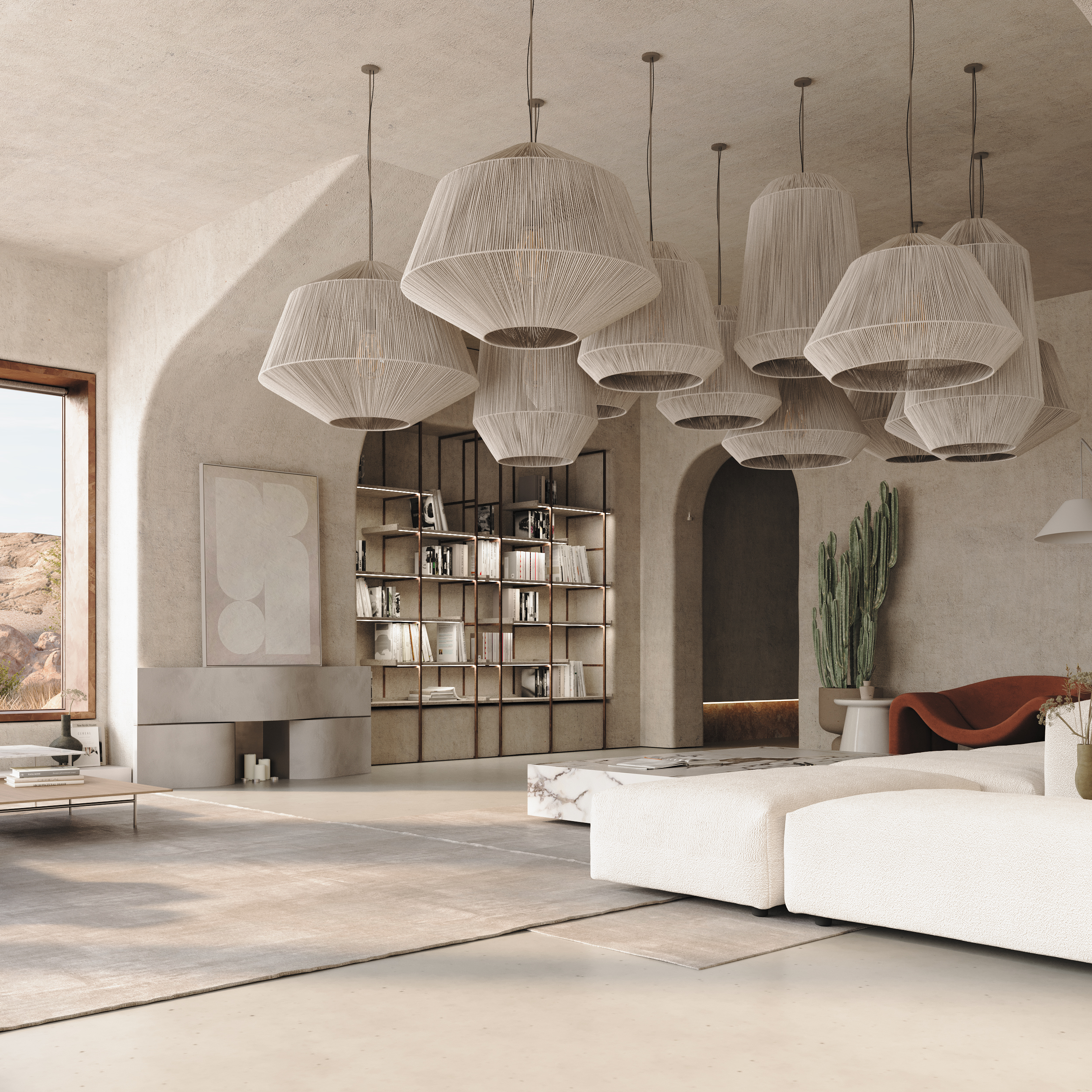 Дом в скале - интерьер кухни-гостиной-6