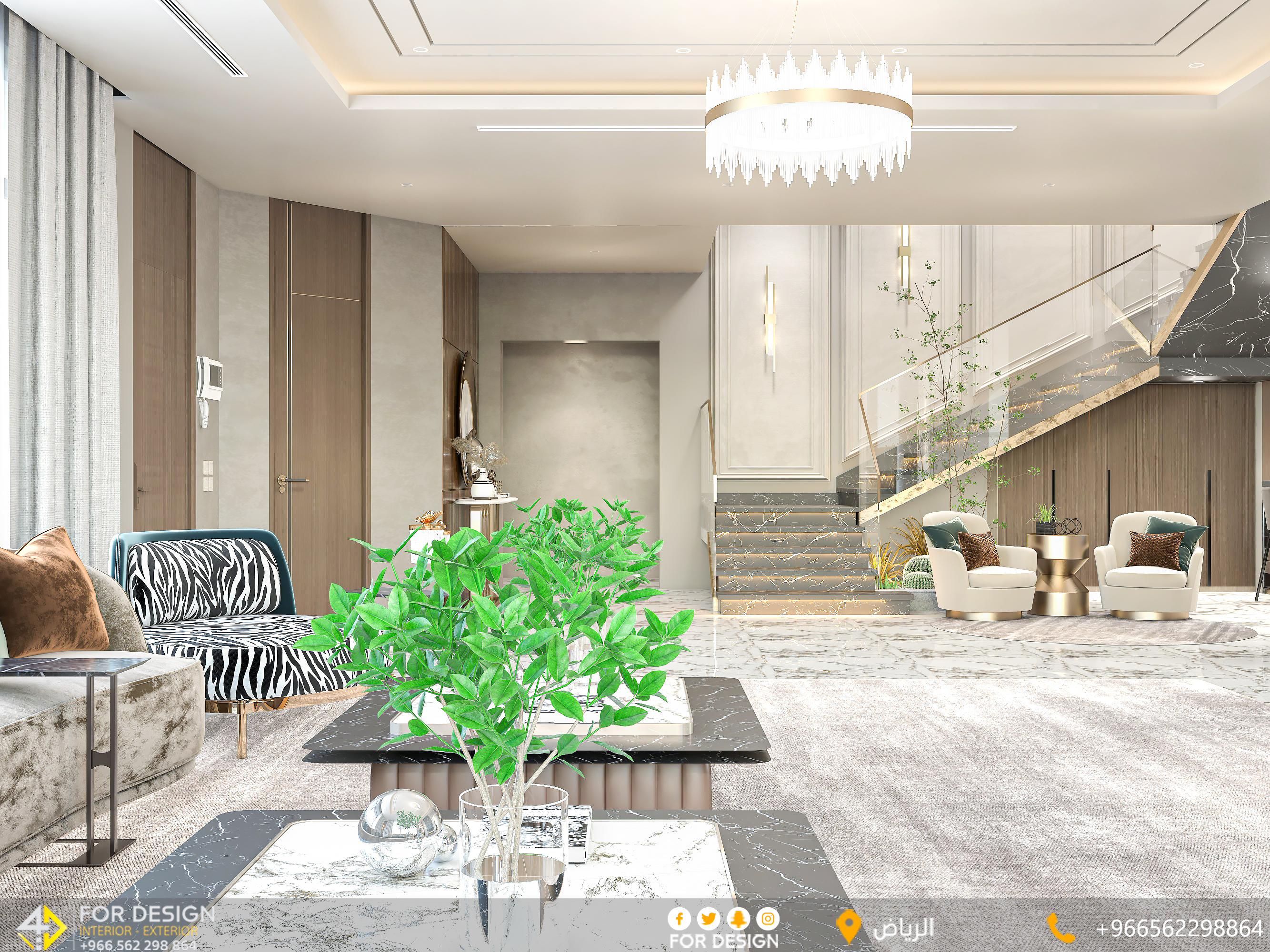 Luxury living room design in villa in KSA-5