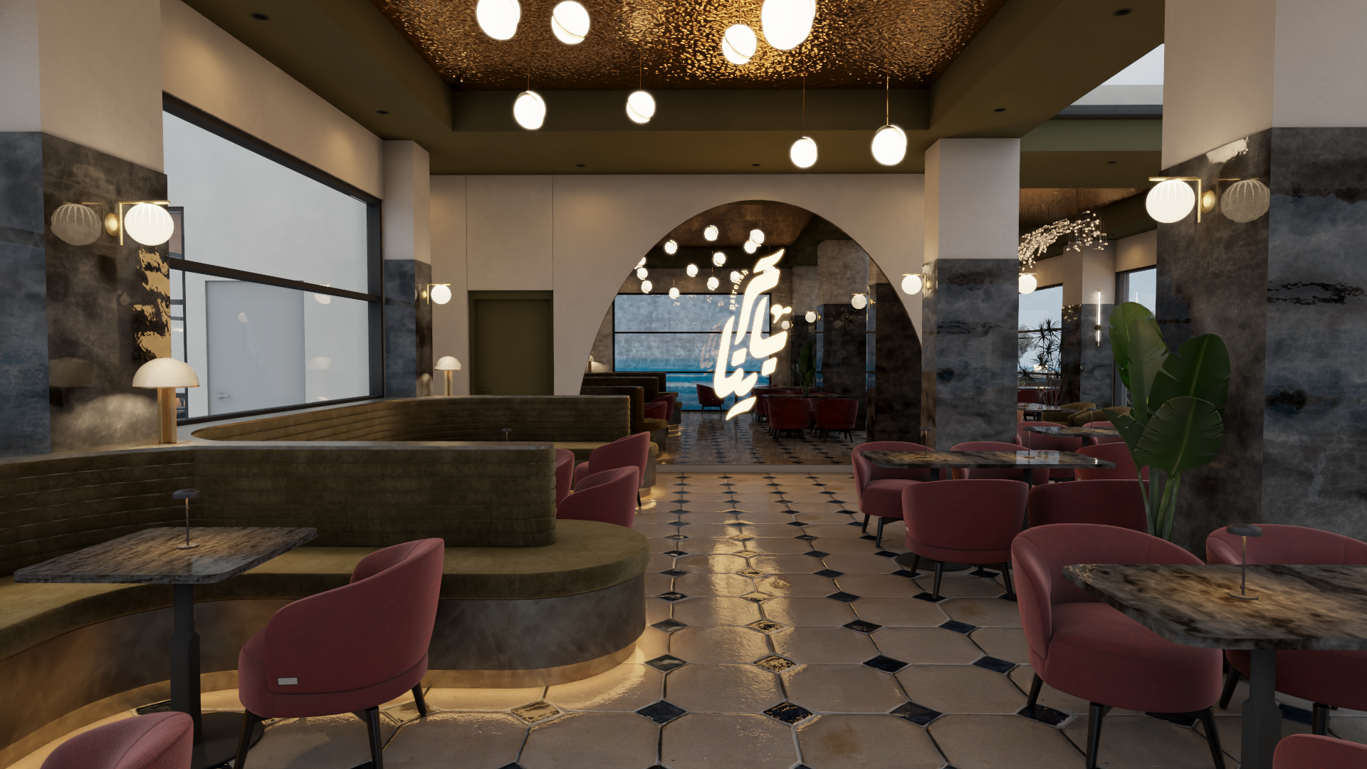 餐厅和水烟休闲室室内设计丨沙特阿拉伯-35
