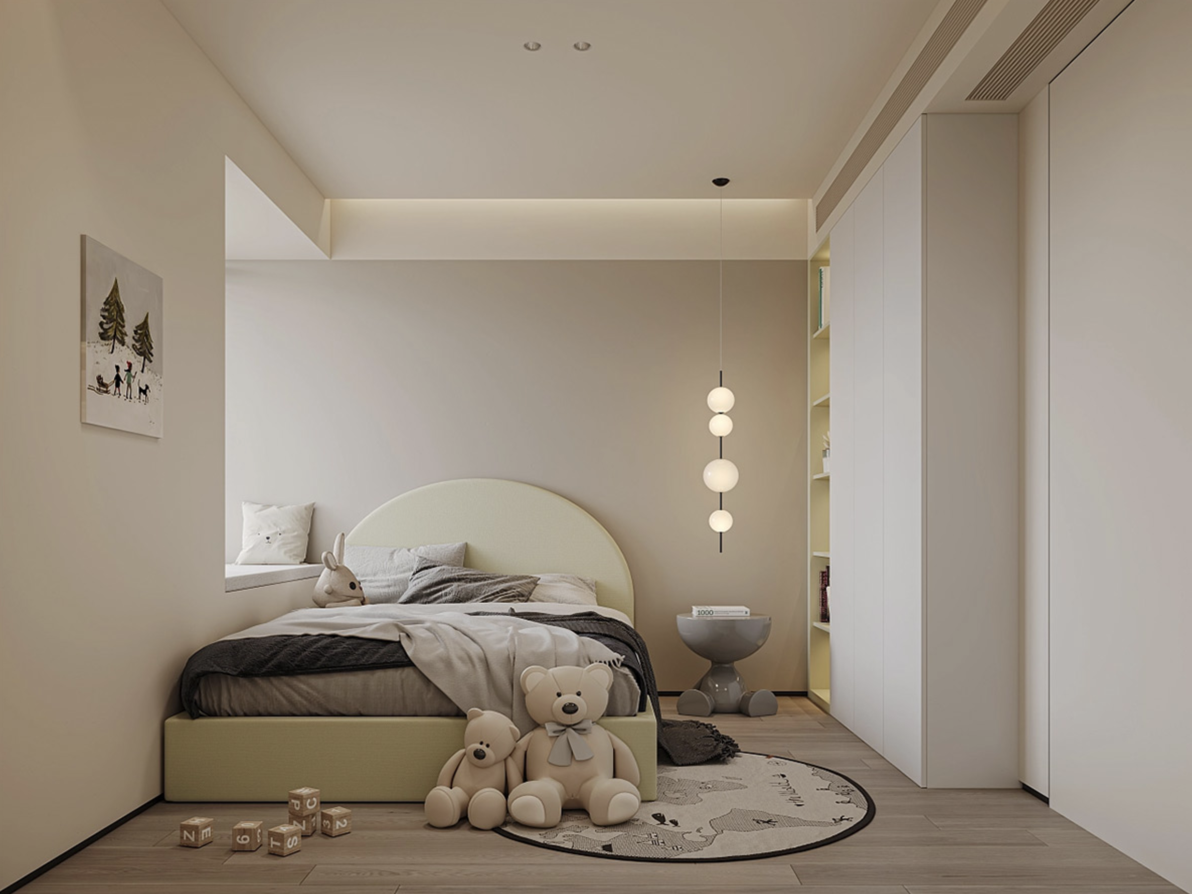 96㎡奶油侘寂风 幸福感平层-9