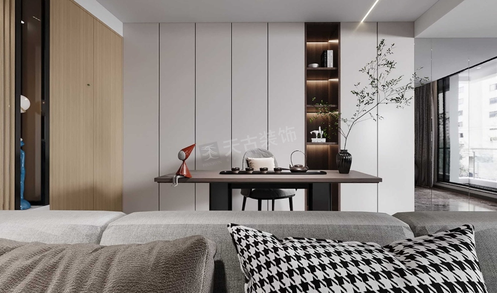 龙湖昱湖壹号大平层 · 黑白灰的实用温馨之家丨天古装饰-6