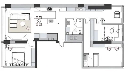 祎间设计|203㎡中鹰黑森林|时光褶皱里的功能美学-6