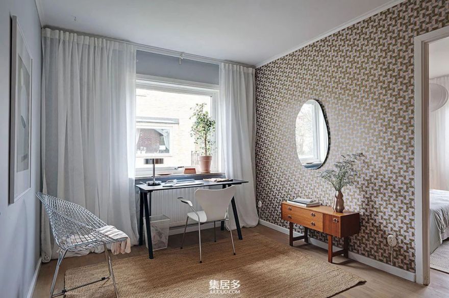 瑞典小屋复古壁纸与木墙设计-22