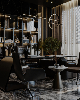 原文可能存在拼写错误,推测正确的表述或许是Luxury dark manager office,翻译为豪华的深色系经理办公室 丨沙特阿拉伯利雅得丨REEM MEHIA