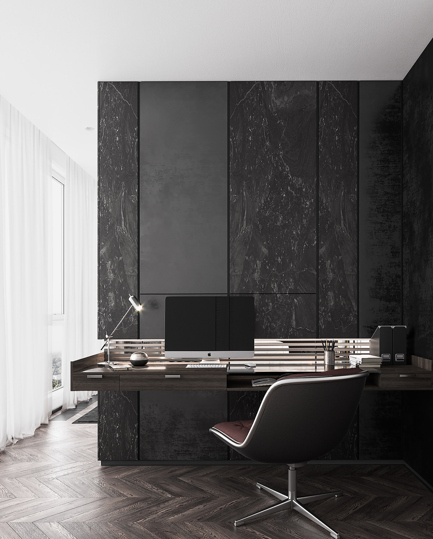 白色大理石与黑色调的搭配设计-13