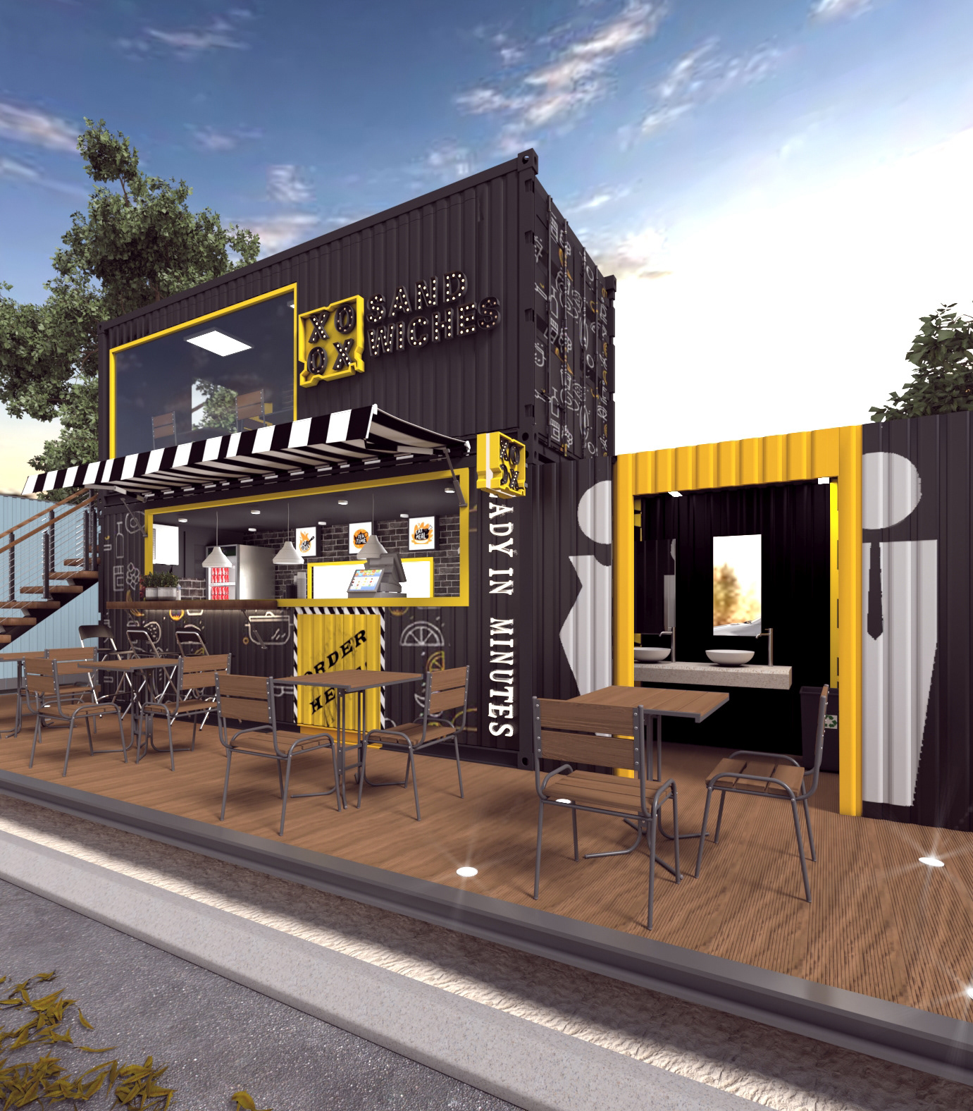 "XO" 快餐餐厅集装箱设计-6