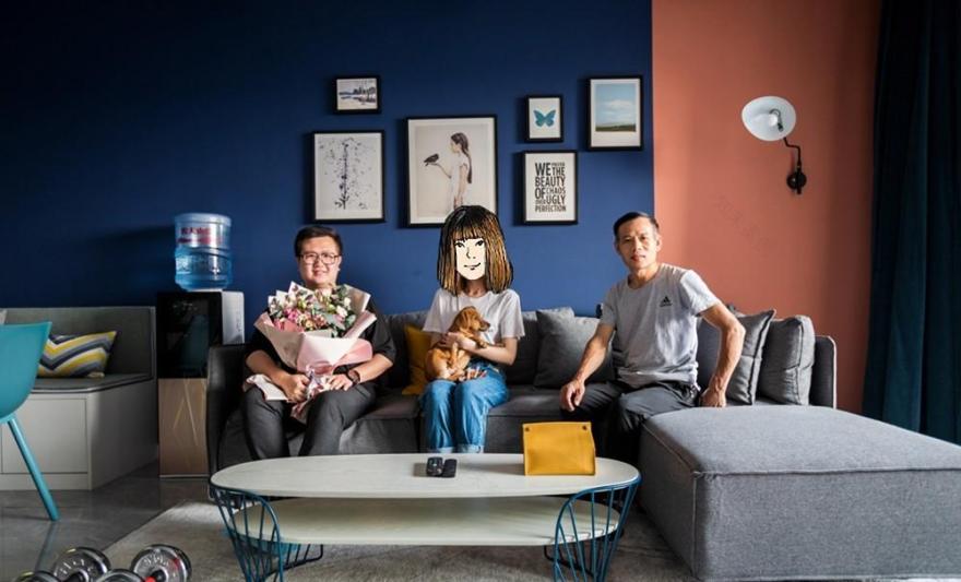 莫兰迪色系撞色设计,打造 107㎡三室一厅的时尚空间-63