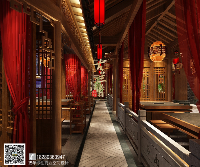 【湖南唇香阁火锅店】成都特色中式火锅店设计_成都专业火锅店装修公司-9