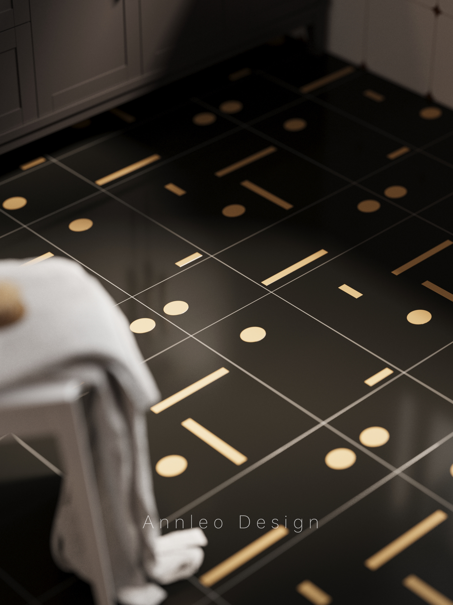 黑白键及墨绿卫浴空间瓷砖搭配项目-10