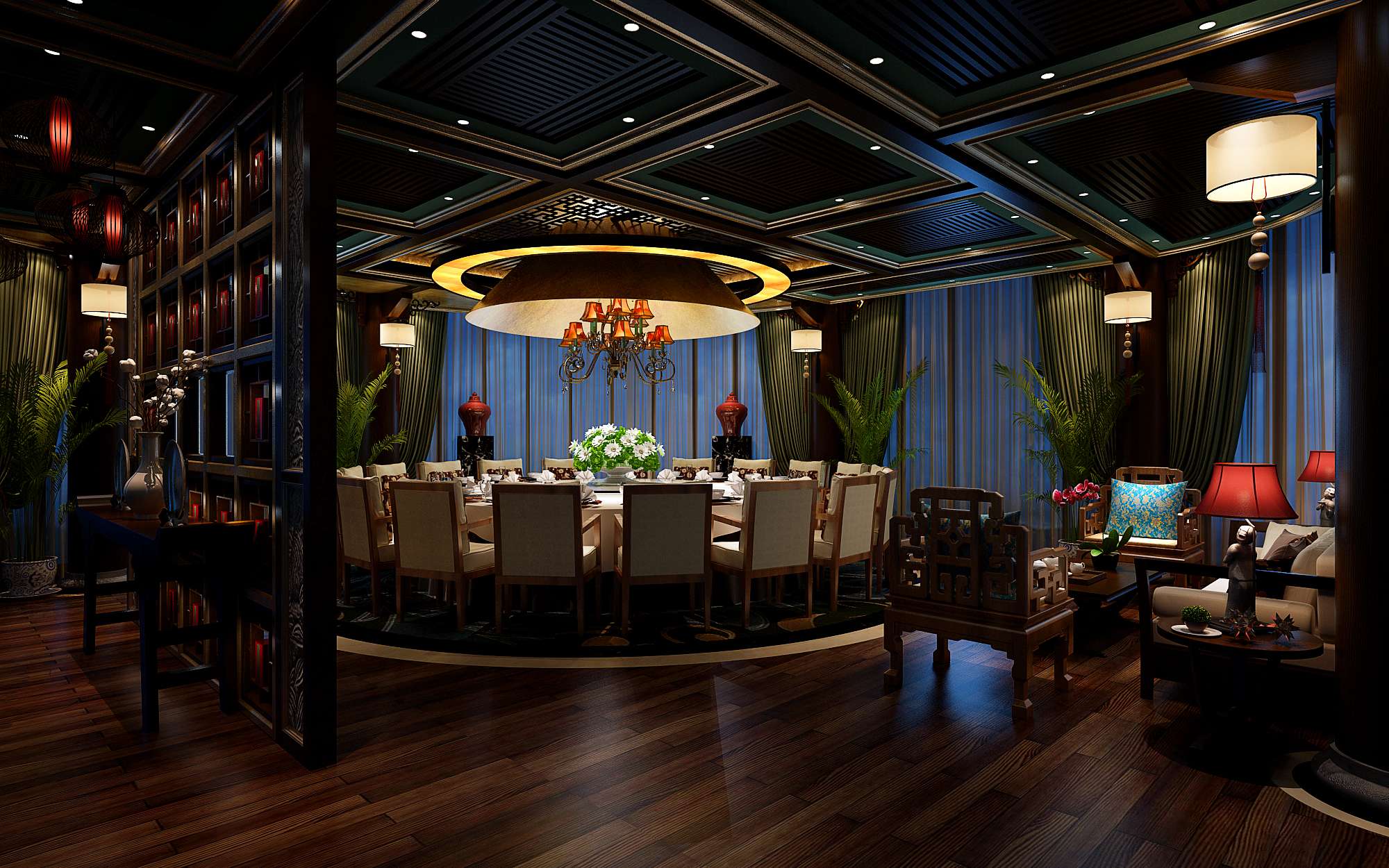 餐厅设计效果图中餐厅餐厅包间包房小吃店面馆工业主题餐厅-9-57