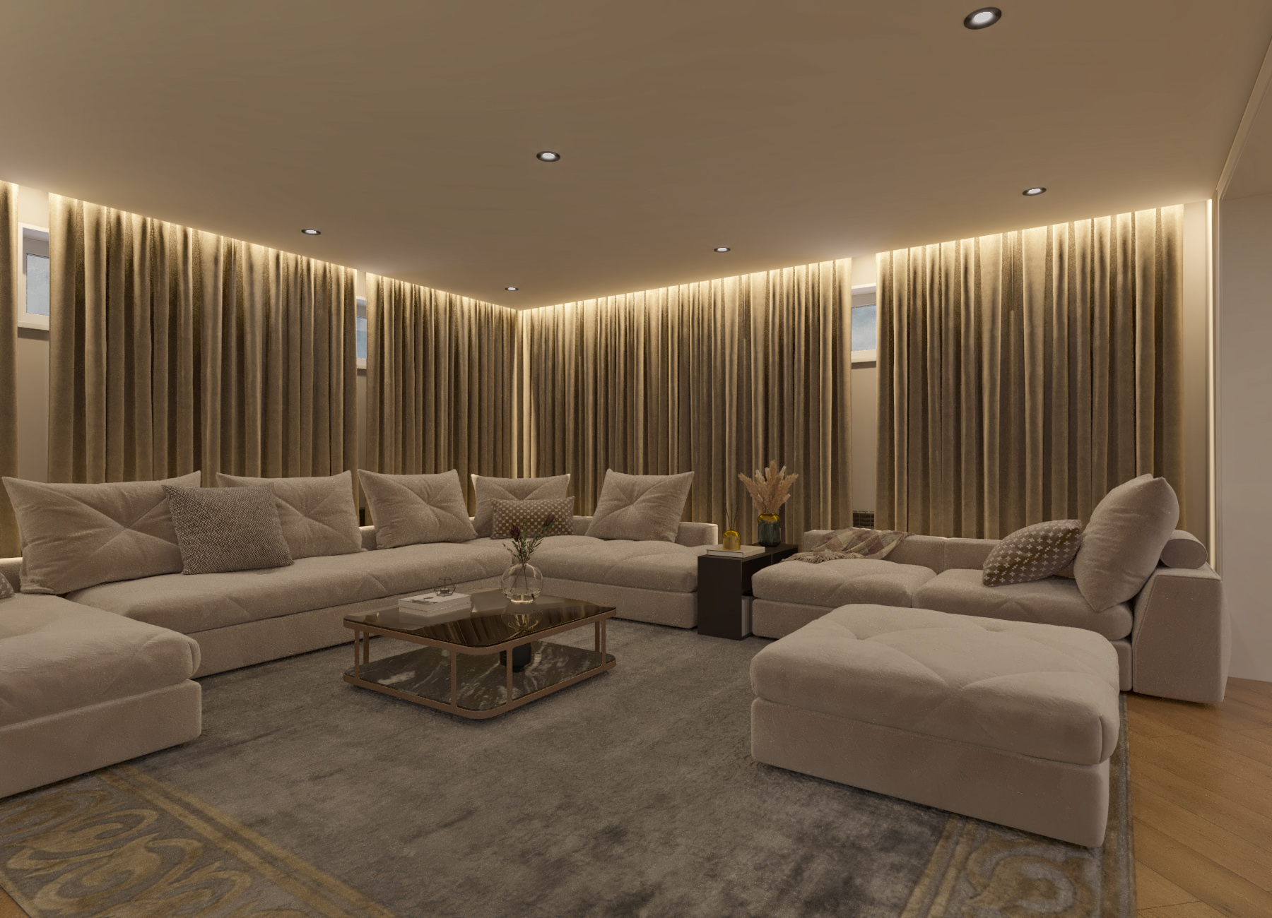 Basement floor design with two dressing rooms-12