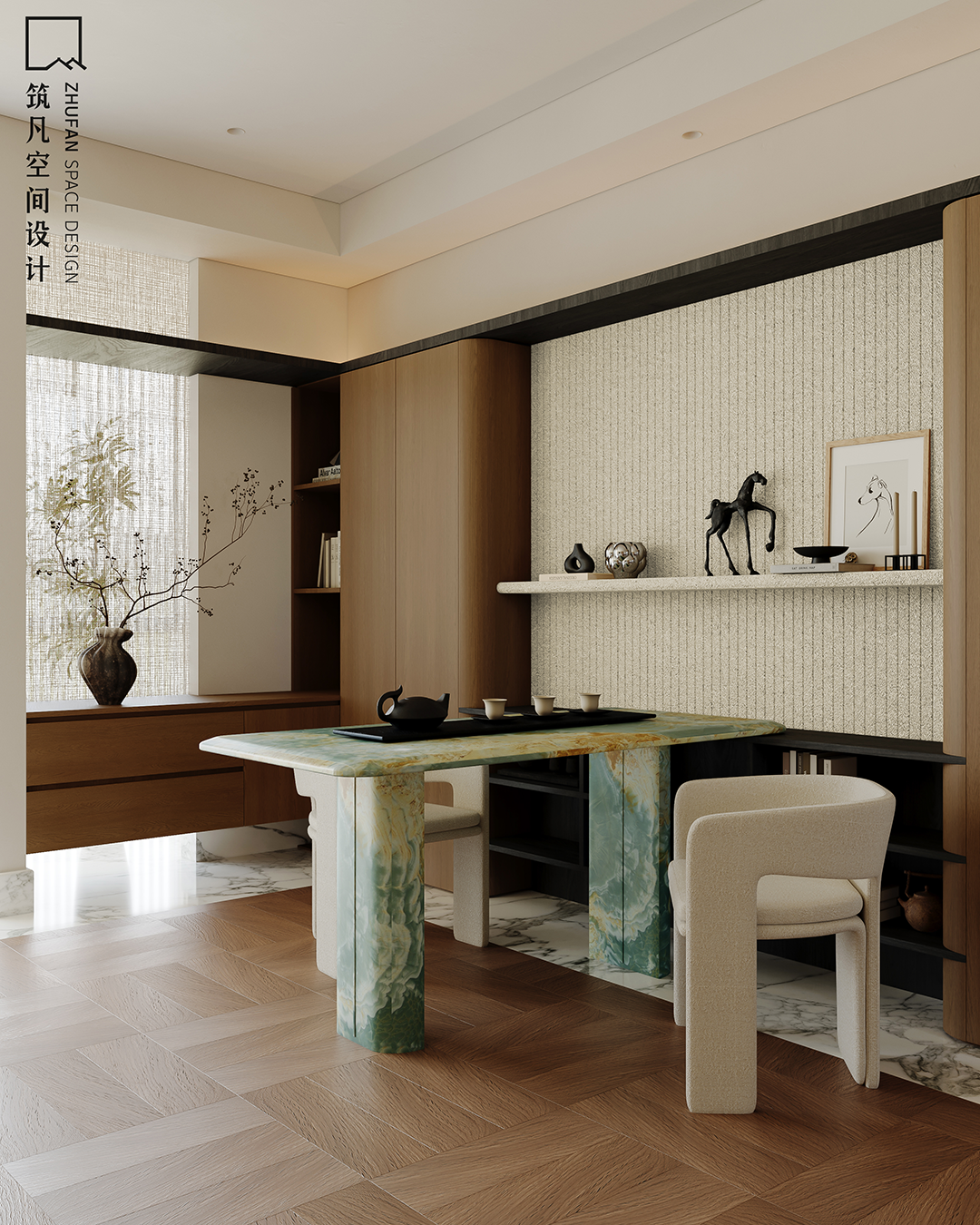 首发|筑凡设计沉稳克制精致空间里的四季浪漫-30